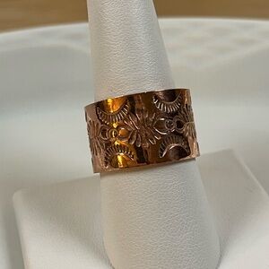 Navajo Handmade by Ray Bennett Copper Inlaid Band Ring Size 8.5